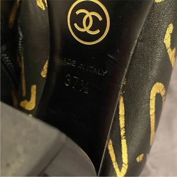 Chanel Black and Gold Ankle Boots, US7 - Picture 11 of 12